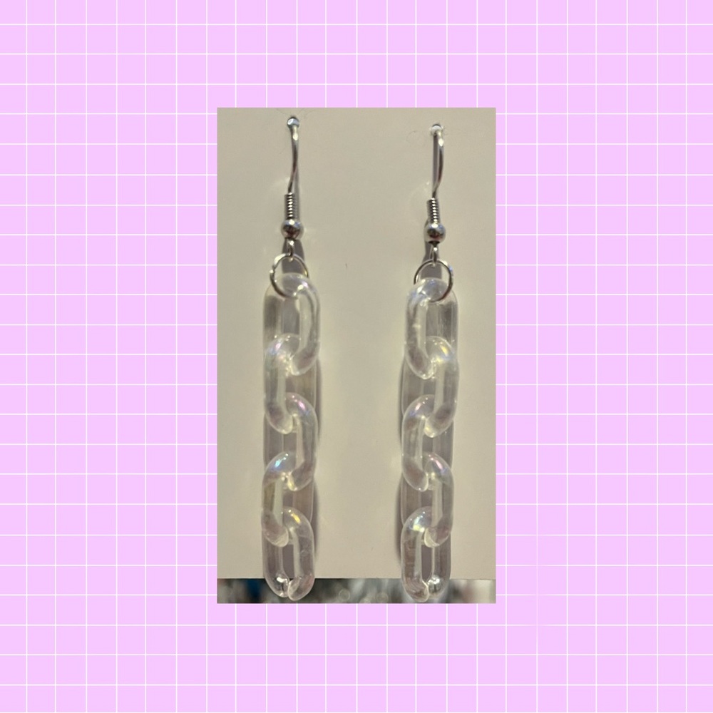Iridescent chain earrings